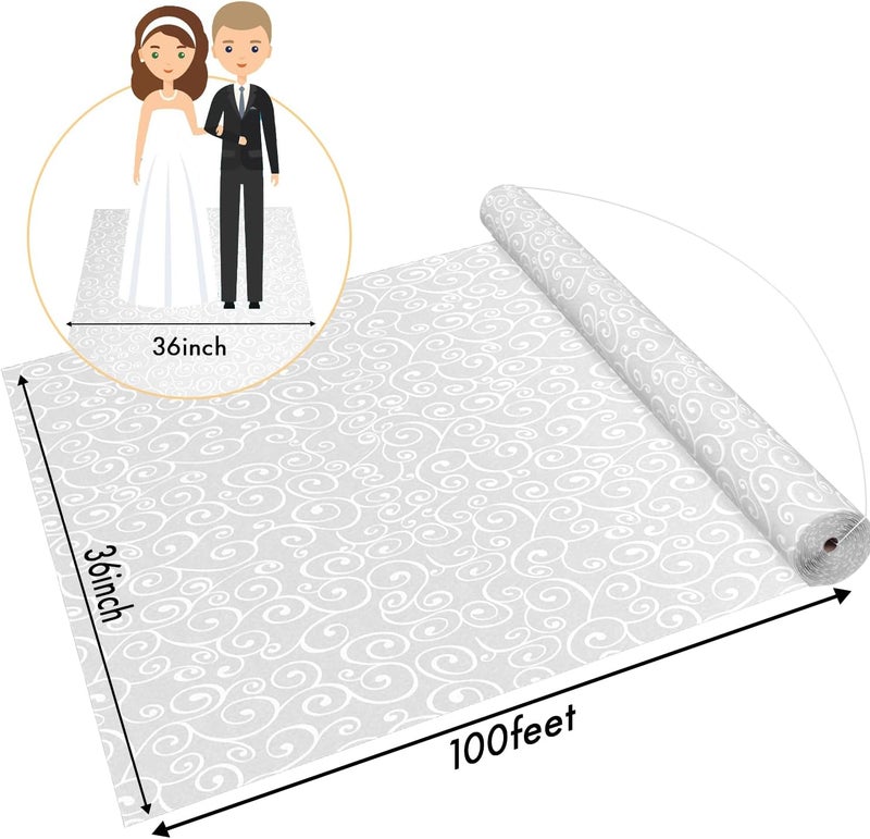 Healon FrenzyBird Thickened Aisle Runner for Wedding CeremonyFeet White Aisle Runner Walkway for Indoor Outdoor Wedding Church Decorations ，Halloween Parties can Also use a Carpet，50g(Vine, 3x100Feet) - Image 2